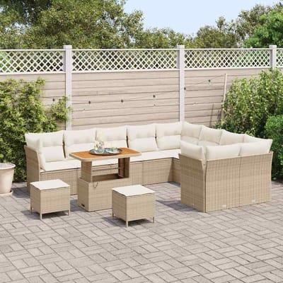vidaXL - Tuinbank - Set - 12 - st - 9-Aantal - zitplaatsen - Beige - en - Crème