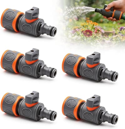 Snelkoppeling voor water 1/2 inch, 5 stuks tuinslangverbinder met ventiel, ideale aansluiting voor tuinslang, slangverbindingen voor irrigatie, perfect voor autowasbuizen en tuinonderhoud
