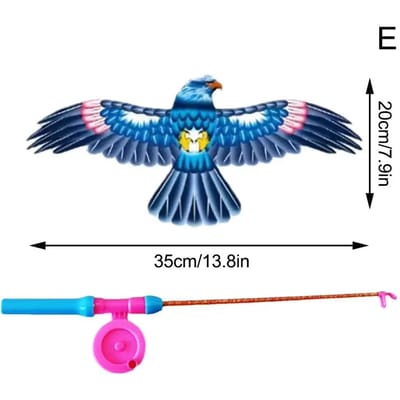 Mini Canne à Pêche Cerf-volant pour Enfants Papillon Hirondelle Perroquet Vifs Faciles à Lancer Kites Poisson Rouge pour Tout-Petit Extérieur Plage Parc Débutant