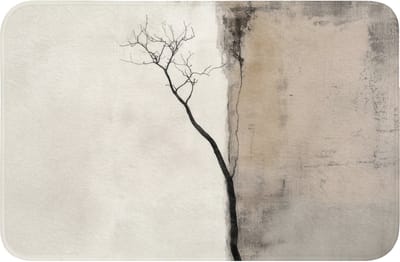 Badmat 60x40 cm - Antislip - Wabi sabi - Plant - Beige - Badmatten voor badkamer - Badkamermat - Douchemat - Badkamer mat