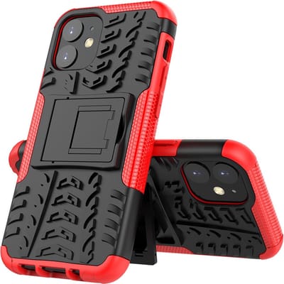 Peachy Shockproof kickstand anti-slip kunststof en TPU hoesje geschikt voor iPhone 12 mini - rood
