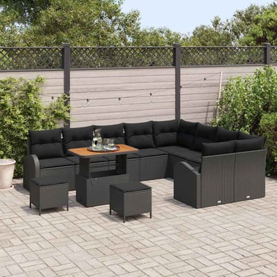 vidaXL - Tuinbank - Set - 12 - st - 11-Aantal - zitplaatsen - Zwart
