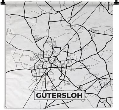 Wandkleed - Wanddoek - Gütersloh - Plattegrond - Stadskaart - Kaart - 180x180 cm - Wandtapijt
