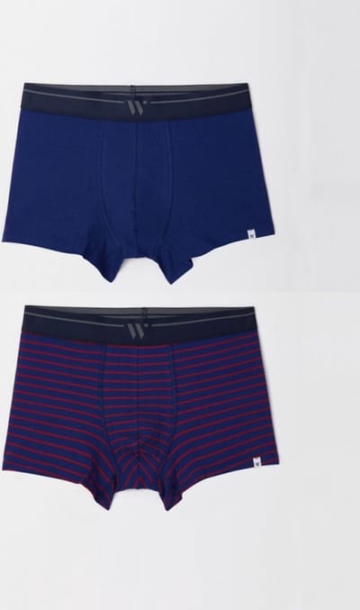 Woody Jongens-Heren Boxer duopack donkerblauw - gestreept - 222-2-QLC-Z/055 - maat XL