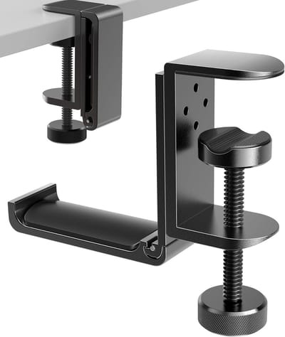 Koptelefoonhouder - Ophangbeugel - Bureau Organisatie - Klembevestiging - 82 cm - Zwart