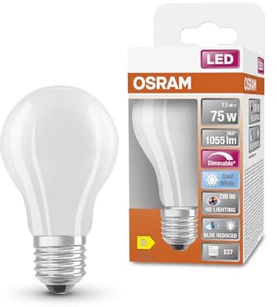 Dimbare LED lamp met hoge kleurweergave E27, matglas, koud wit (4000K), 1055 Lumen, vervangt 75W lamp