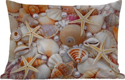 Buitenkussens - Schelpen - Parels - Zeesterren - Strand - 60x40 cm - Weerbestendig