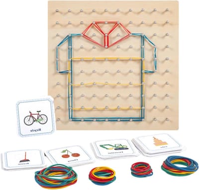 Houten Geoboard - Wiskunde Leerbord - Educatief Spel - Glad Ontwerp - 22 x 22 cm - Niet gespecificeerd