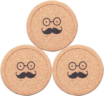 Set van 3 Rond Kurken Coasters van 10 cm - Bescherming voor Meubels, Vochtabsorberend en Warmtebestendig