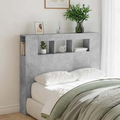 vidaXL - Hoofdeinde - met - LED - 120x18,5x103,5 - cm - bewerkt - hout - betongrijs