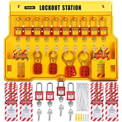 58 PCS Kits Lockout Tagout, Kit de Sécurité Électrique Loto Comprend des Cadenas, Station de Consignation, Moraillon, Étiquettes & Serre-câbles, Outils de Sécurité Lockout Tagout pour