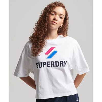 Superdry Code Sl Stacked Apq Boxy T-shirt Met Korte Mouwen Wit XS Vrouw