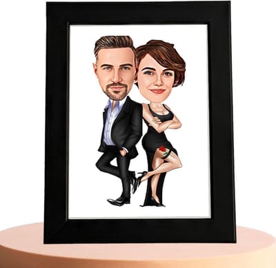 Mr. & Mrs. Karikatuur - Jouw Foto in Stijl - Cadeau - Verjaardag - Kerst - Kado - Valentijn - Gepersonaliseerd Cadeau