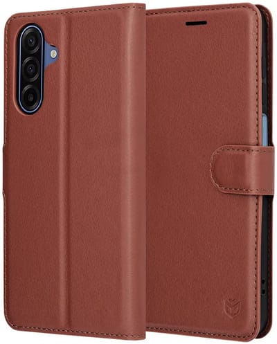 Hoes voor Samsung Galaxy A18 5G A186 / A18 4G A185 / F17 / M17 / A17 4G A175, Techsuit, Lederen Folio, Bruin