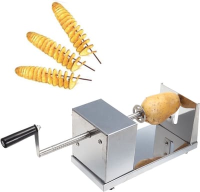 Roestvrijstalen Spiraal Aardappelchips Maker - Cutter - Fruit Slice - Thuis - Keuken - Applicatie - Zilver