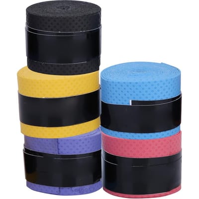 60 Pièces PU Antidérapant Bandeau de Sudation Ruban Équipement de Sport pour Canne à Pêche Raquette de Badminton Tennis black
