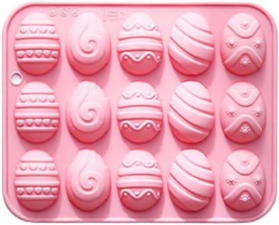 Pasen ei siliconen mal 15-holte 5 ontwerpen, bakgereedschap voor chocolade snoep taart decor, food grade easy release non-stick