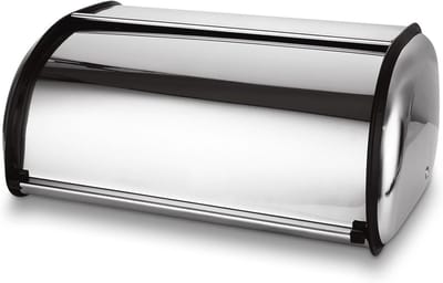 Broodtrommel Roestvrij Staal - Broodbak Broodbox - Brood Vers Houden - Rolschuifdeur Ontwerp - 34x23x14.5cm - Zilver