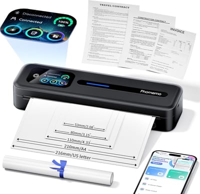 Phomemo M832D - A4 Thermische Printer - Met Scherm - Direct Thermisch Printen - A4 Formaat 210 × 297 mm - Geen Inkt of Toner Nodig - 203 DPI Printresolutie - Bluetooth en USB Aansluiting - Geschikt voor Documenten en Labels - Zakelijk en Thuisgebruik
