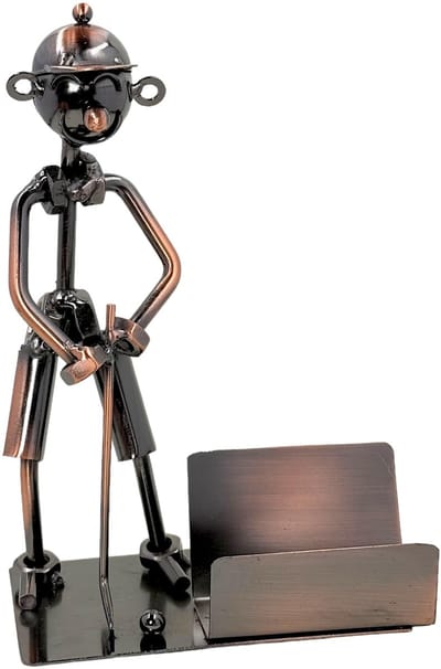 Dailygoody - Visitekaarthouder - Golfer - Handgemaakt - Metallic koperkleurig - Praktische briefhouder - Perfect cadeau voor golfers - Desk accessory