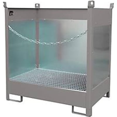 Stapelpallet voor vaten Bauer FSP-2 G, spatbeschermingswand 3-zijden, voor 2 x 200 l vat, grijs