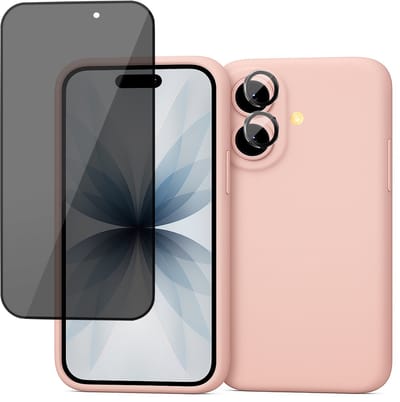 Hoesje geschikt voor iPhone 17 - Privacy Screenprotector Volledig Dekkend Glas & Camera Protector - Mat Back Case Roze