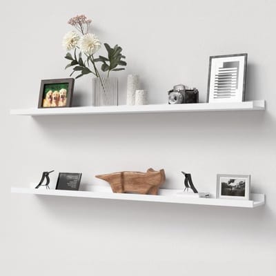 Wandplank Set - Zwevende Plank - Decoratie Presenteren - Met Antislip Rand - 120 cm - Wit