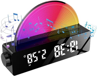 Wekker met Licht - Nachtlamp Kalender - Rustig Ontwaken - Zonsopgang Simulatie - 10 Kleuren - Zwart Spiegel