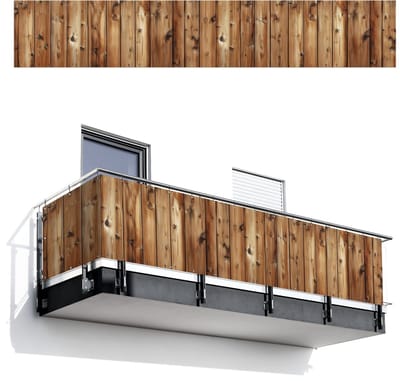 Balkonscherm 500x85 cm - Balkonposter Hout - Planken - Bruin - Balkon scherm decoratie - Balkonschermen - Balkondoek zonnescherm
