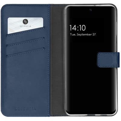 Selencia Hoesje - Geschikt voor Samsung Galaxy A32 (5G) - Echt Lederen Bookcase - Blauw