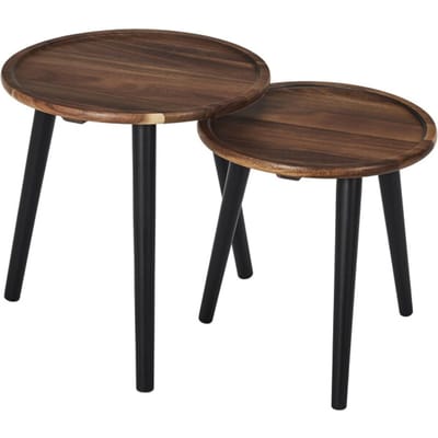Casa di Elturo Liora bijzettafel set van 2 – acaciahout & grenen – rond – noir/marron
