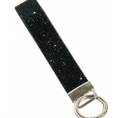 1pc Décor Strass Bling Paillettes Dragonne avec Porte-clés Bracelet Porte-clés pour Pochette et Porte-clés Charms Porte-clés Lanière Clé Fournitures Scolaires noir