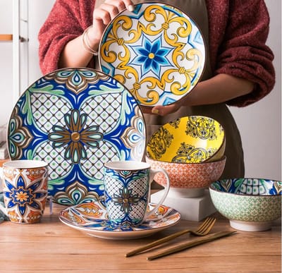 LooMar Serviesset – 16 delig – 4 persoons – Porselein - Luxe – Jasmin – Bordenset – Dinner platen – Dessertborden