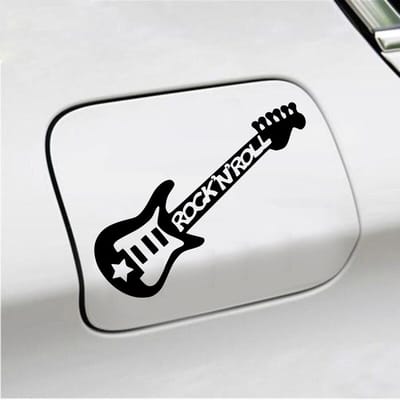 Bumpersticker - Gitaar Rock N Roll - 10,4 X 14,8 - Zwart