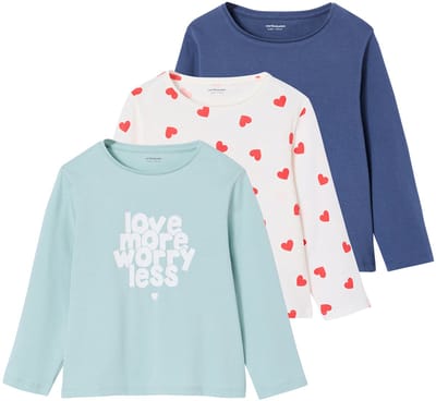 Vertbaudet Set van 3 BASICS meisjesshirts met lange mouwen