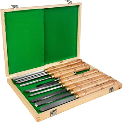Houtdraaibankbeitel - Ergonomisch Ontwerp - voor Houtbewerking, Draaibanken - Snijwerkprojecten - 45x32x4.2cm - 8-Delige Beitelsset - HSS Stalen Messen