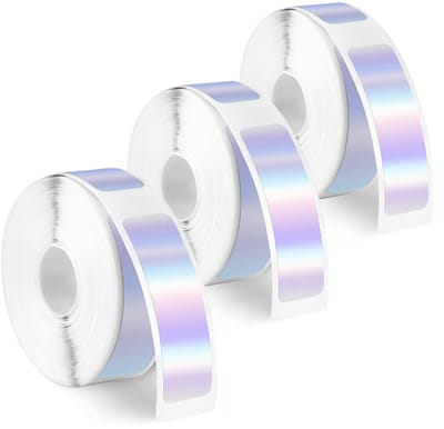 Dailygoods- Labelmaker Tape - 3 Rollen Holografisch - 480 Stuks - 12 x 40 mm - Waterdicht - Thermisch Stickerpapier - Etiketten