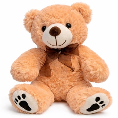 Teddybeer Beige met Strik Pluche Knuffel 26 cm - Speelgoed Knuffels voor Kinderen - Knuffelbeer Teddy Beer - Beertje Plush Toy