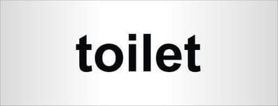 Aluminium deurbordje bedrukt met tekst toilet - 130 mm x 50 mm x 0,5 mm - Deur tekstbordje toilet - Promessa-Design.