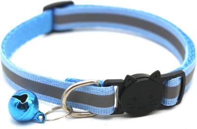 Katten Halsband | Reflecterend Met Veiligheidssluiting En Belletje | Verstelbaar 19-32 CM | BLAUW