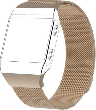 Milanees Smartwatch bandje - Geschikt voor Fitbit Ionic Milanese band - champagne - Strap-it Horlogeband / Polsband / Armband - Maat: Maat L