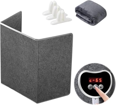 Opvouwbare Infrarood Bureauverwarming 52×100 cm – Verwarmingspaneel met 35–70 °C Temperatuurregeling, 2/4/6/8 uur Timer, LED-display & Kantelbeveiliging – Staande Infrarood Verwarming voor Bureau & Thui