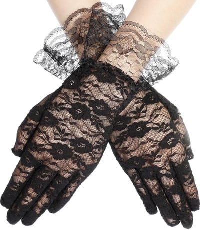 Elegante Zwarte Kanten Handschoenen voor Bruidsmode, Perfect voor Ceremonies en Feestjes
