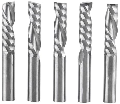 5-delige Freesbitset met 6mm Shank - Enkele Vleugel Frezen voor Hout, Aluminium en Kunststof Bewerking