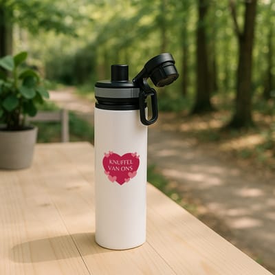 Hacebo® - Knuffel van ons waterfles met draaidop grijs - Liefde - iemand die liefde nodig heeft - verjaardagscadeau - kado - gift - geschenk - water fles - 850ML