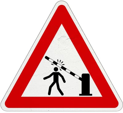 Pas op slagboom voetganger bord | Sign Again materiaal | 15 cm