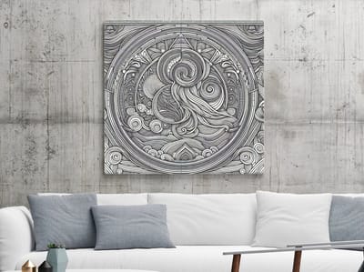 Line art relief schilderij | Geomorfische Serpentijn: een afwisselend spectrum van gegroefde abstracties | Kunst - 40x40 centimeter op Dibond | Foto op Dibond