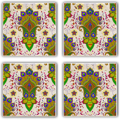 Asir - Onderzetter (4 stuks) - Veelkleurig - 10 x 10 x 1 cm