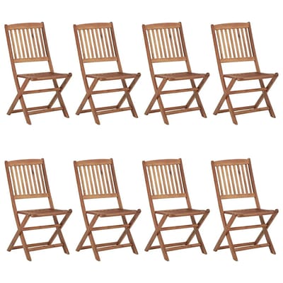 vidaXL - Inklapbare - stoelen - 8 - st - met - kussens - massief - acaciahout