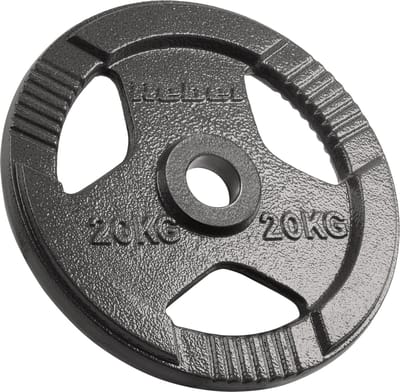Rebel Active - Gietijzeren Halterschijf - 20kg - Drie Handgrepen - 51mm Gat